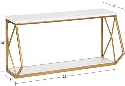 2 Tier Marble Metal Wall Mount Shelf - Image 3