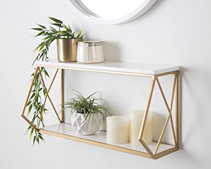 2 Tier Marble Metal Wall Mount Shelf - Image 5