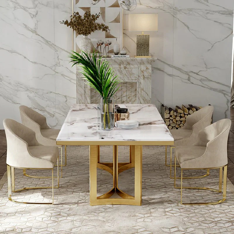 Amalgam Metal Marble Dining Table chairs - Image 3