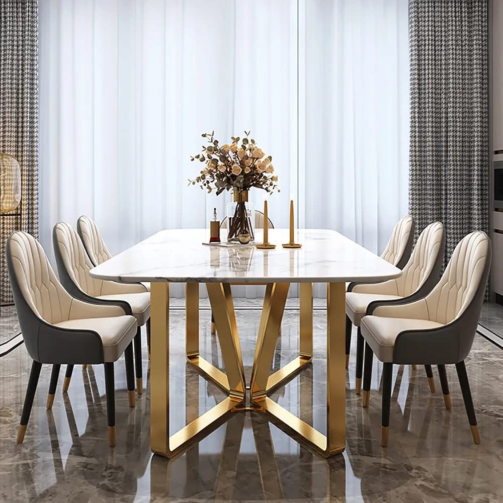Astral White and Gold Dining Table with Chairs - Image 3