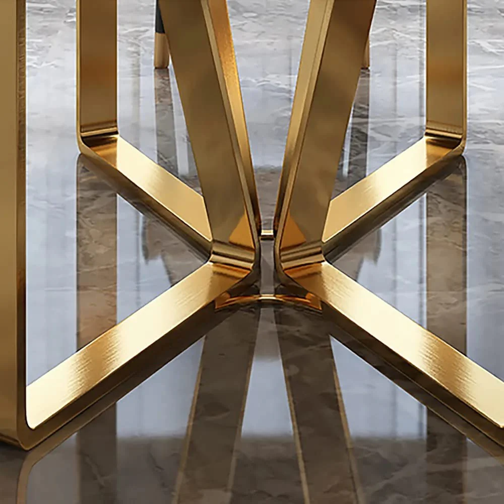 Astral White and Gold Dining Table with Chairs - Image 5