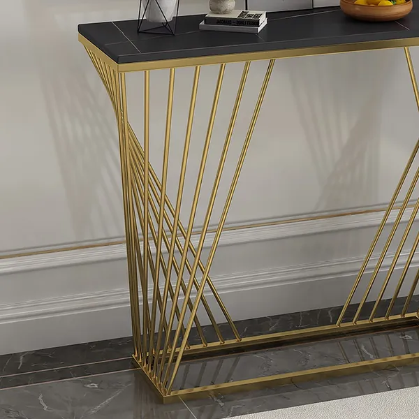 Black Rectangular Narrow Console Table - Image 3