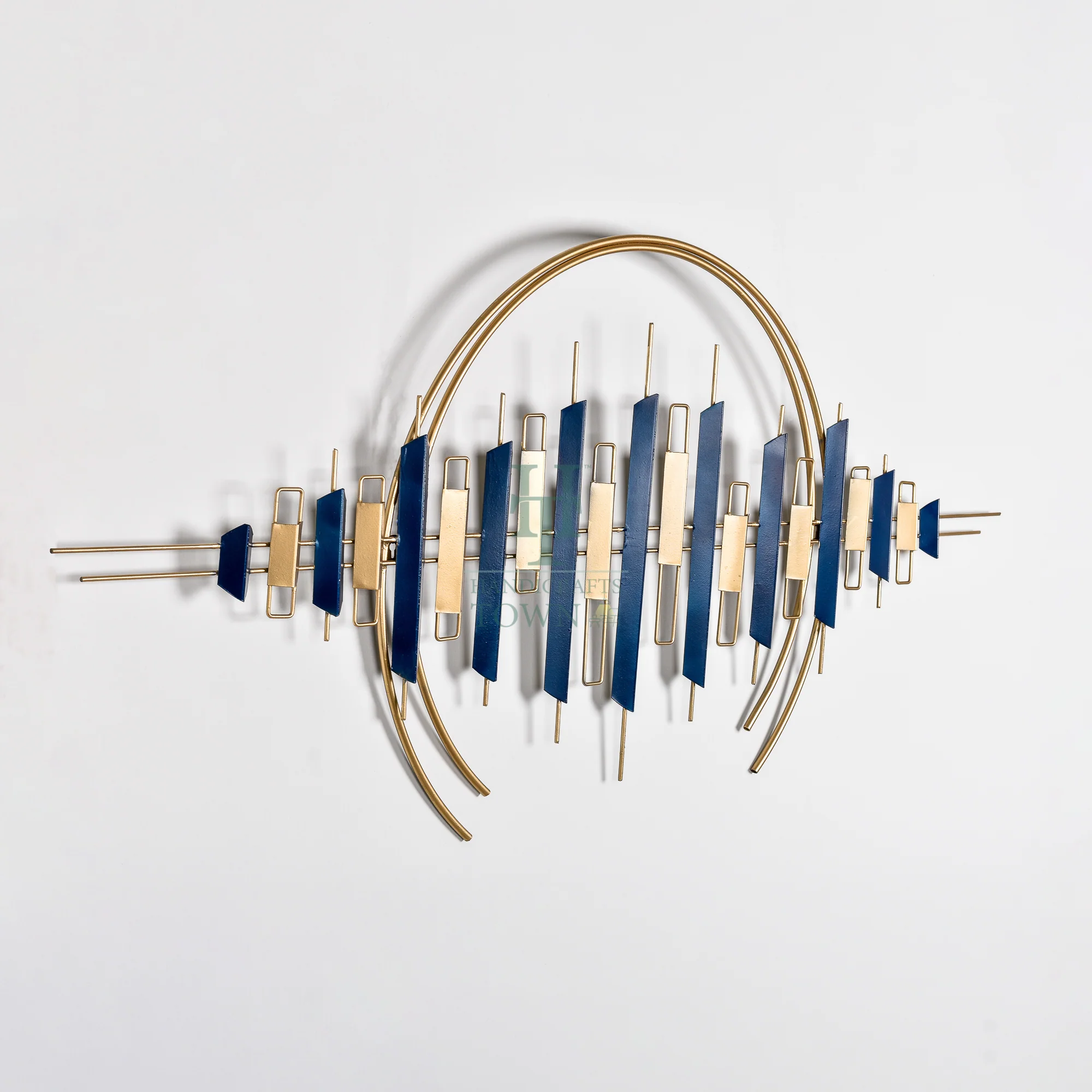 Blue And Gold Abstract Metal Wall Art - Image 4