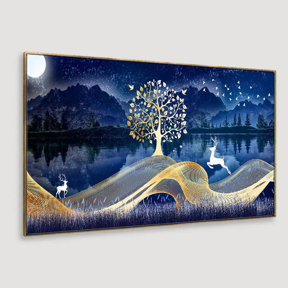 Aureate Blue Abstract Wall Painting - Image 2