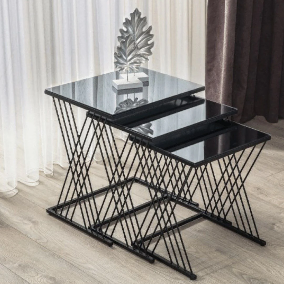 Handicrafts Town Black Wire Nesting Tables Set OF 3