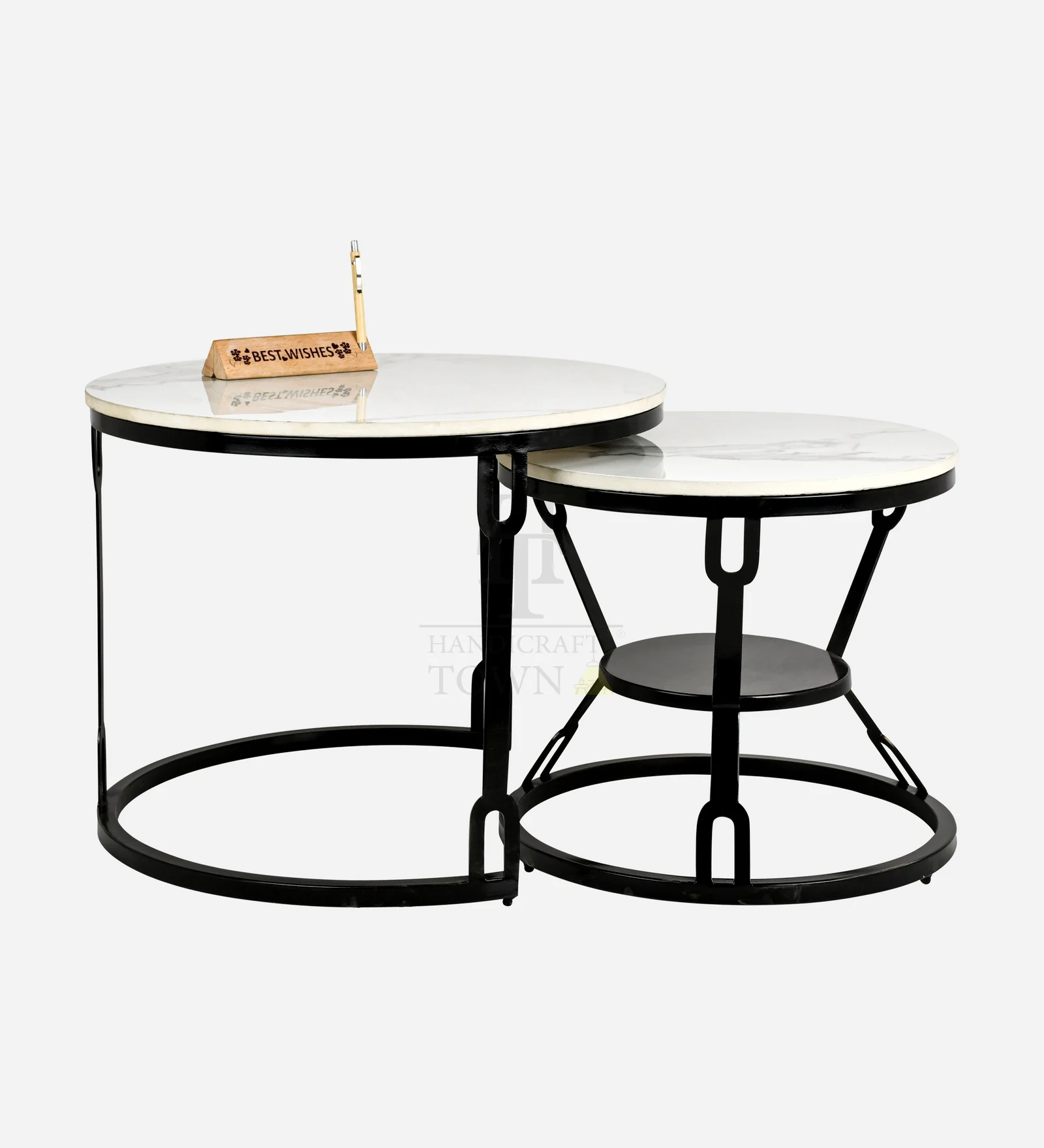 HT Modern Black Coffee Table with Metal Frame - Image 5