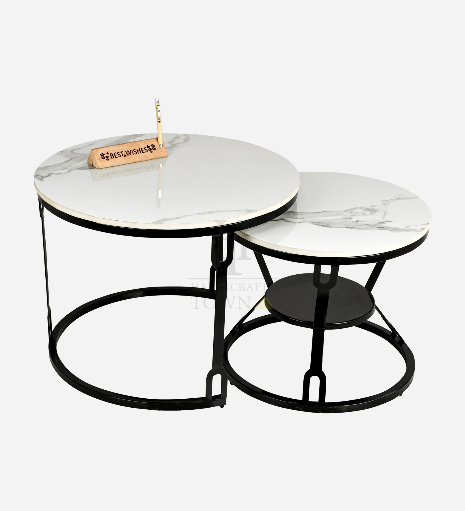 HT Modern Black Coffee Table with Metal Frame - Image 6