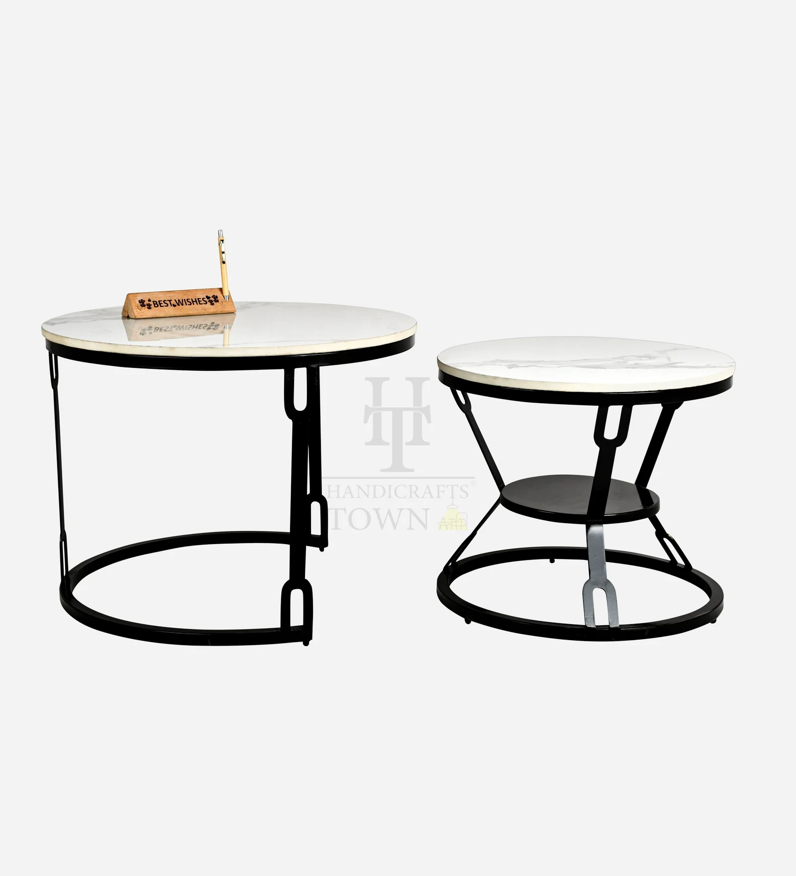 HT Modern Black Coffee Table with Metal Frame - Image 7