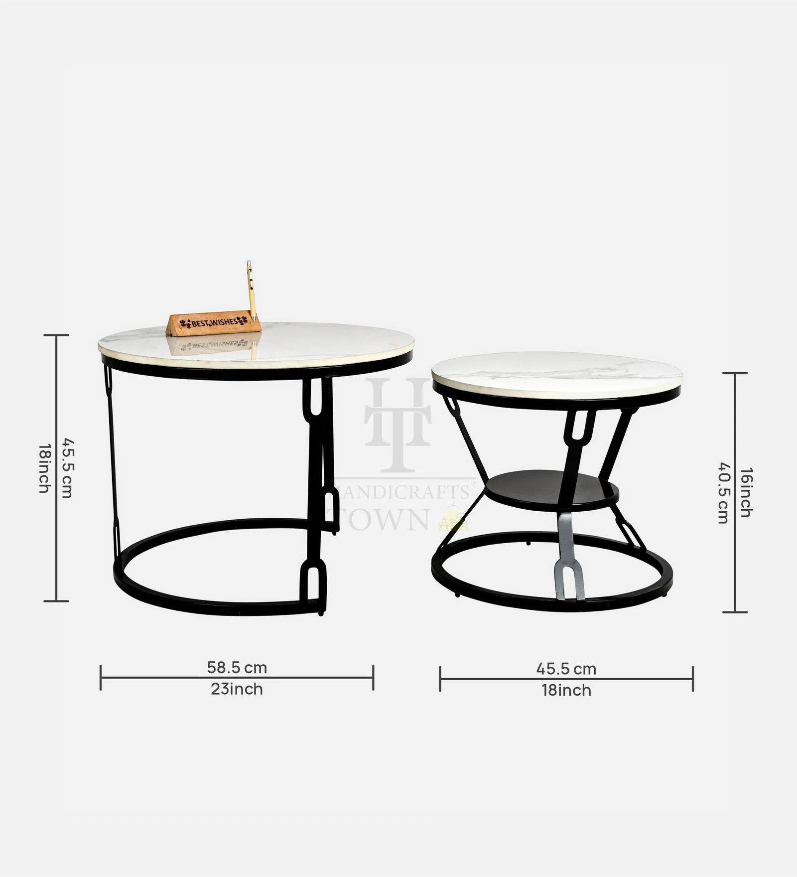 HT Modern Black Coffee Table with Metal Frame - Image 8