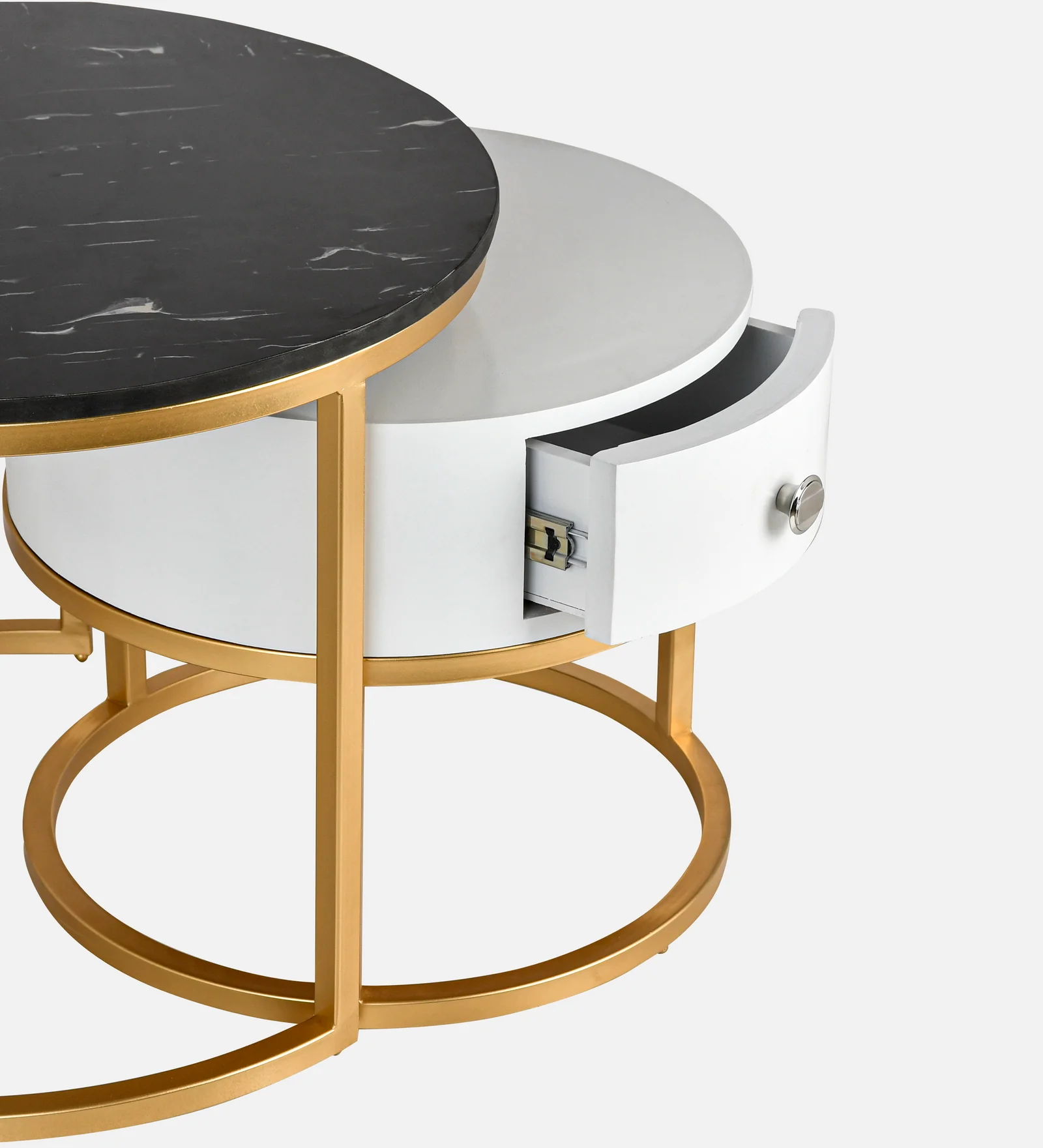 Ivey Nesting Tables With Storage With Black Marble - Image 5