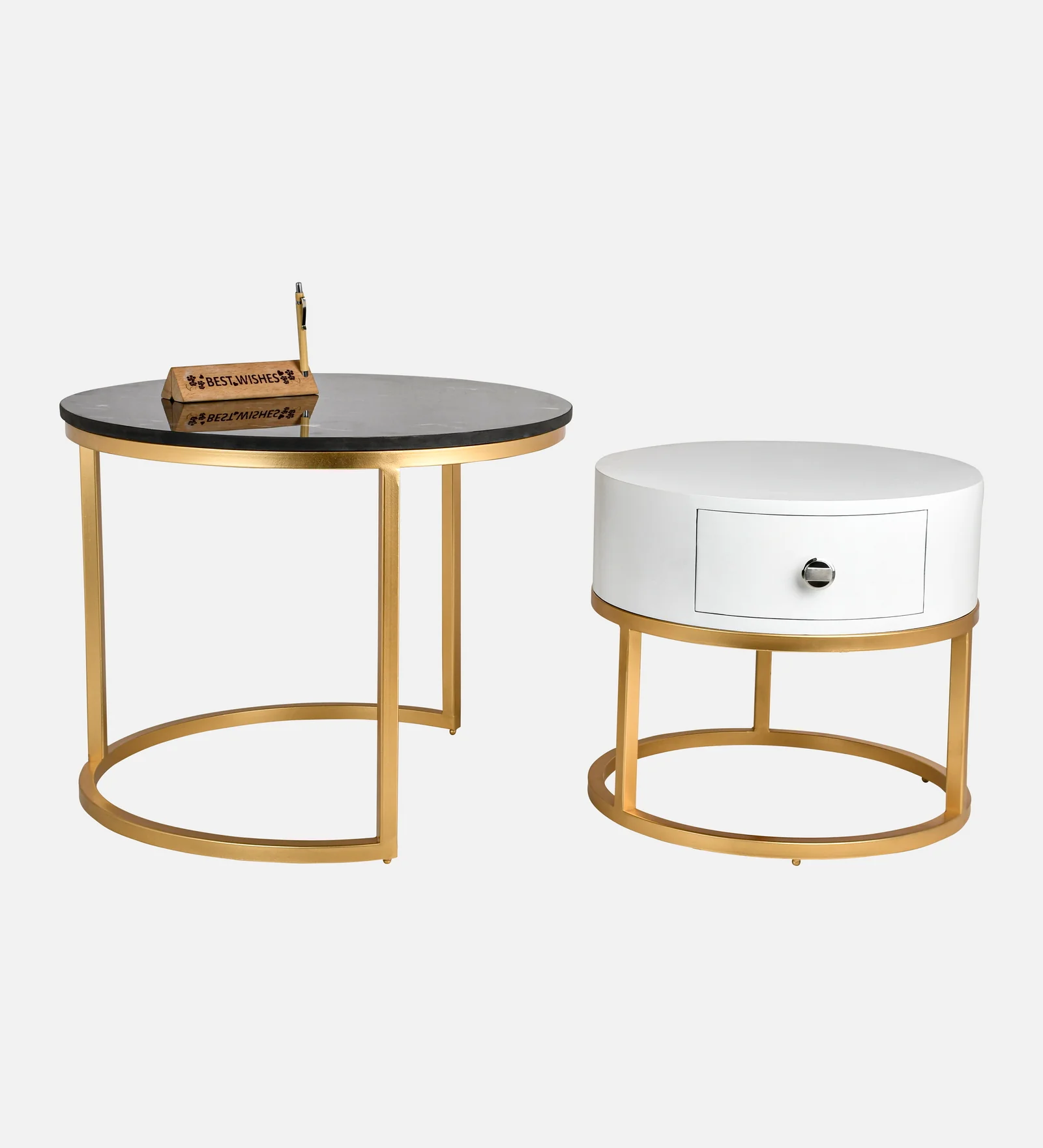 Ivey Nesting Tables With Storage With Black Marble - Image 6