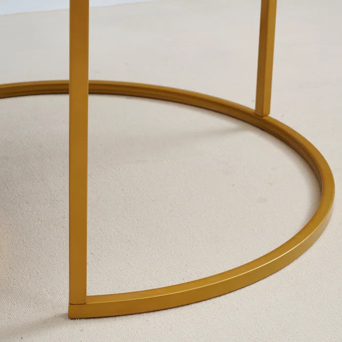 Ivey Nesting tables with storage with marble top - Image 4