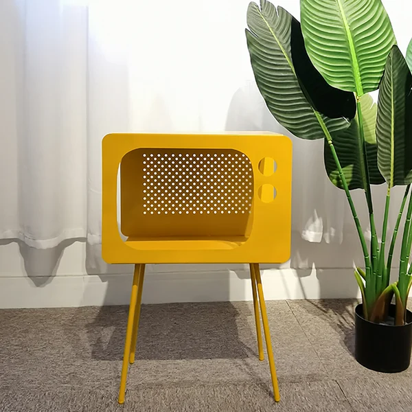 Metal T.V Side table (Yellow) - Image 5