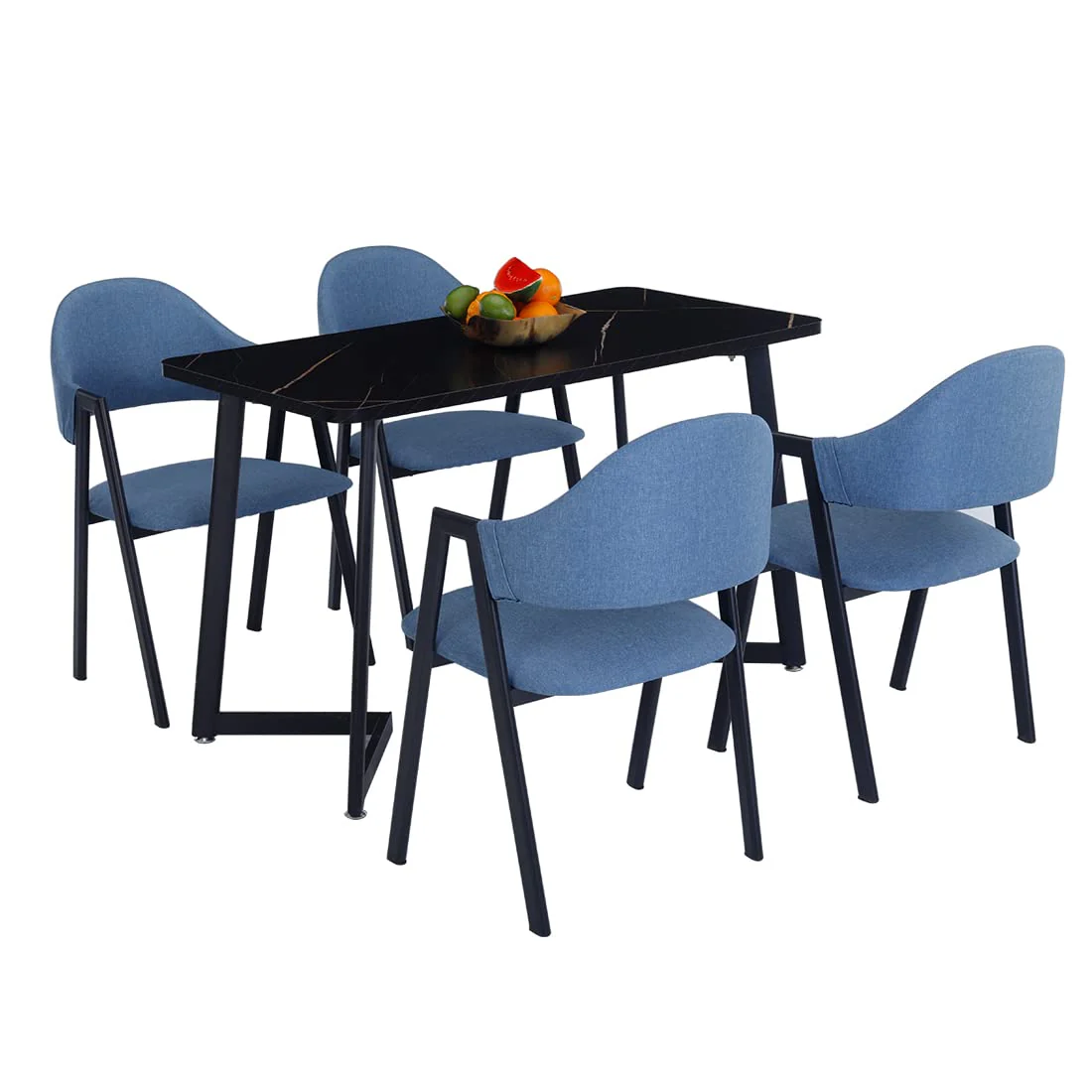 Nova Black Metal Dining Table with 6 Chairs - Image 3