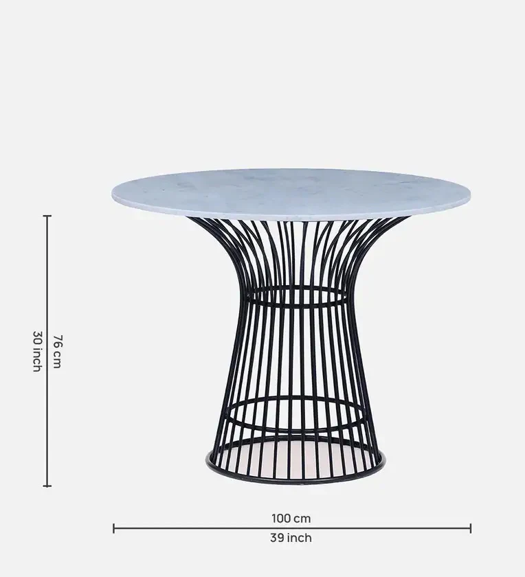 Swirling Black Dining Table With Marble Top - Image 4
