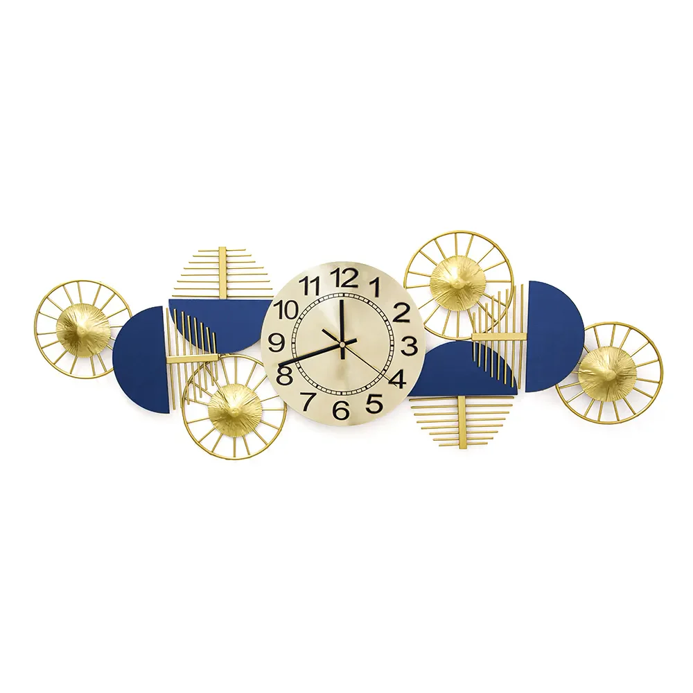 Yulia Blue & Golden Metal Wall Clock - Image 2